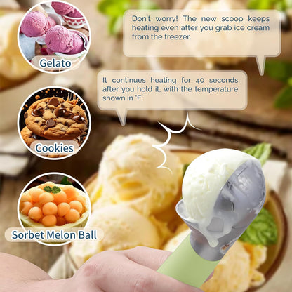 Heated Ice Cream Scoop Rechargeable, Electric Warming Ice Cream Scooper with LED Display, Heats to 158°F for Hard Ice Cream, Easy for Seniors & Kids, IP67 Waterproof (Black, 2 oz)