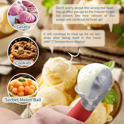 Heated Ice Cream Scoop Rechargeable, Electric Warming Ice Cream Scooper with LED Display, Heats to 158°F for Hard Ice Cream, Easy for Seniors & Kids, IP67 Waterproof (Black, 2 oz)