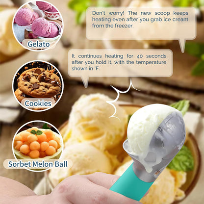 Heated Ice Cream Scoop Rechargeable, Electric Warming Ice Cream Scooper with LED Display, Heats to 158°F for Hard Ice Cream, Easy for Seniors & Kids, IP67 Waterproof (Black, 2 oz)