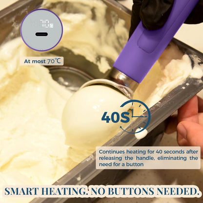 Heated Ice Cream Scoop Rechargeable, Electric Warming Ice Cream Scooper with LED Display, Heats to 158°F for Hard Ice Cream, Easy for Seniors & Kids, IP67 Waterproof (Black, 2 oz)