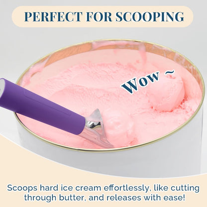 Heated Ice Cream Scoop Rechargeable, Electric Warming Ice Cream Scooper with LED Display, Heats to 158°F for Hard Ice Cream, Easy for Seniors & Kids, IP67 Waterproof (Black, 2 oz)