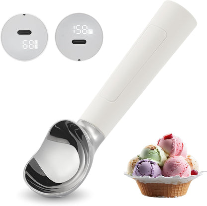 Heated Ice Cream Scoop Rechargeable, Electric Warming Ice Cream Scooper with LED Display, Heats to 158°F for Hard Ice Cream, Easy for Seniors & Kids, IP67 Waterproof (Black, 2 oz)
