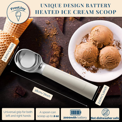 Heated Ice Cream Scoop Rechargeable, Electric Warming Ice Cream Scooper with LED Display, Heats to 158°F for Hard Ice Cream, Easy for Seniors & Kids, IP67 Waterproof (Black, 2 oz)