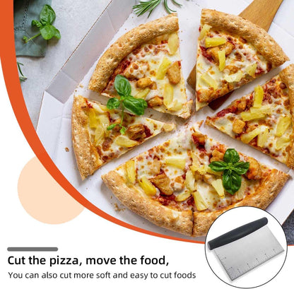 Plastic Bread Scraper Dough Cutter with Measuring Scale Multipurpose Bench Scraper Kitchen Tool Pastry Scraper for Cake Baking Food Pizza Stainless Steel Dough Scraper and Chopper Bench Knife (Black)