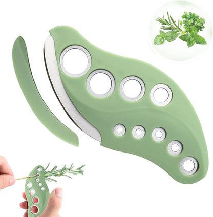 Herb Stripper Tool with Herb Cutter, Kitchen Herbs Leaf Stripping Tool | Quickly Stripping, Stainless Steel Herb Leaf Peeler for Collard Greens Basil Rosemary Parsley Thyme Oregano, Dishwasher Safe