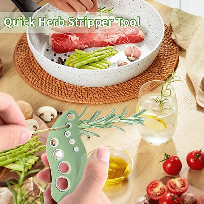 Herb Stripper Tool with Herb Cutter, Kitchen Herbs Leaf Stripping Tool | Quickly Stripping, Stainless Steel Herb Leaf Peeler for Collard Greens Basil Rosemary Parsley Thyme Oregano, Dishwasher Safe