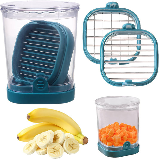 Cup Slicers for Fruits and Vegetables, Strawberry Cutter Slicer Cup Creative Strawberry Kitchen Gadget for Bananas, Cucumbers, Mushrooms with 1 Replacement Base