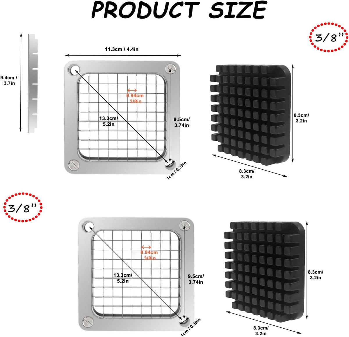 Commercial Vegetable Replacement Chopper 1/2’’ Blade