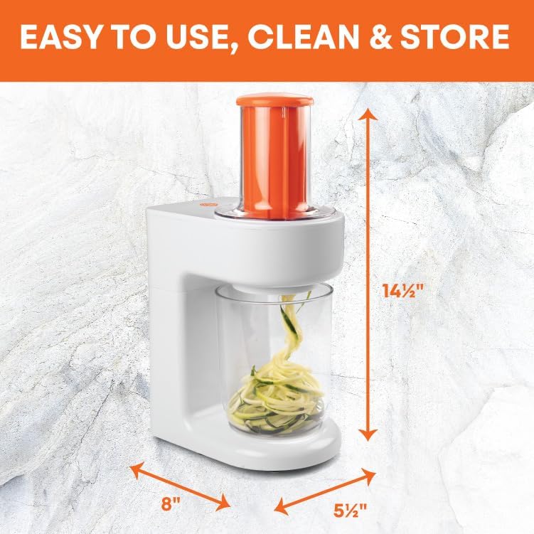 Electric Spiralizer- 3in1 Vegetable Noodle, Homemade Pasta Maker | Low Carb, Keto, Vegan, Gluten Free- Zoodle Zucchini Veggie Slicer & XL Hopper, FREE Recipes- Quick Healthy Meal Prep Gift