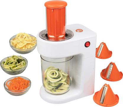 Electric Spiralizer- 3in1 Vegetable Noodle, Homemade Pasta Maker | Low Carb, Keto, Vegan, Gluten Free- Zoodle Zucchini Veggie Slicer & XL Hopper, FREE Recipes- Quick Healthy Meal Prep Gift