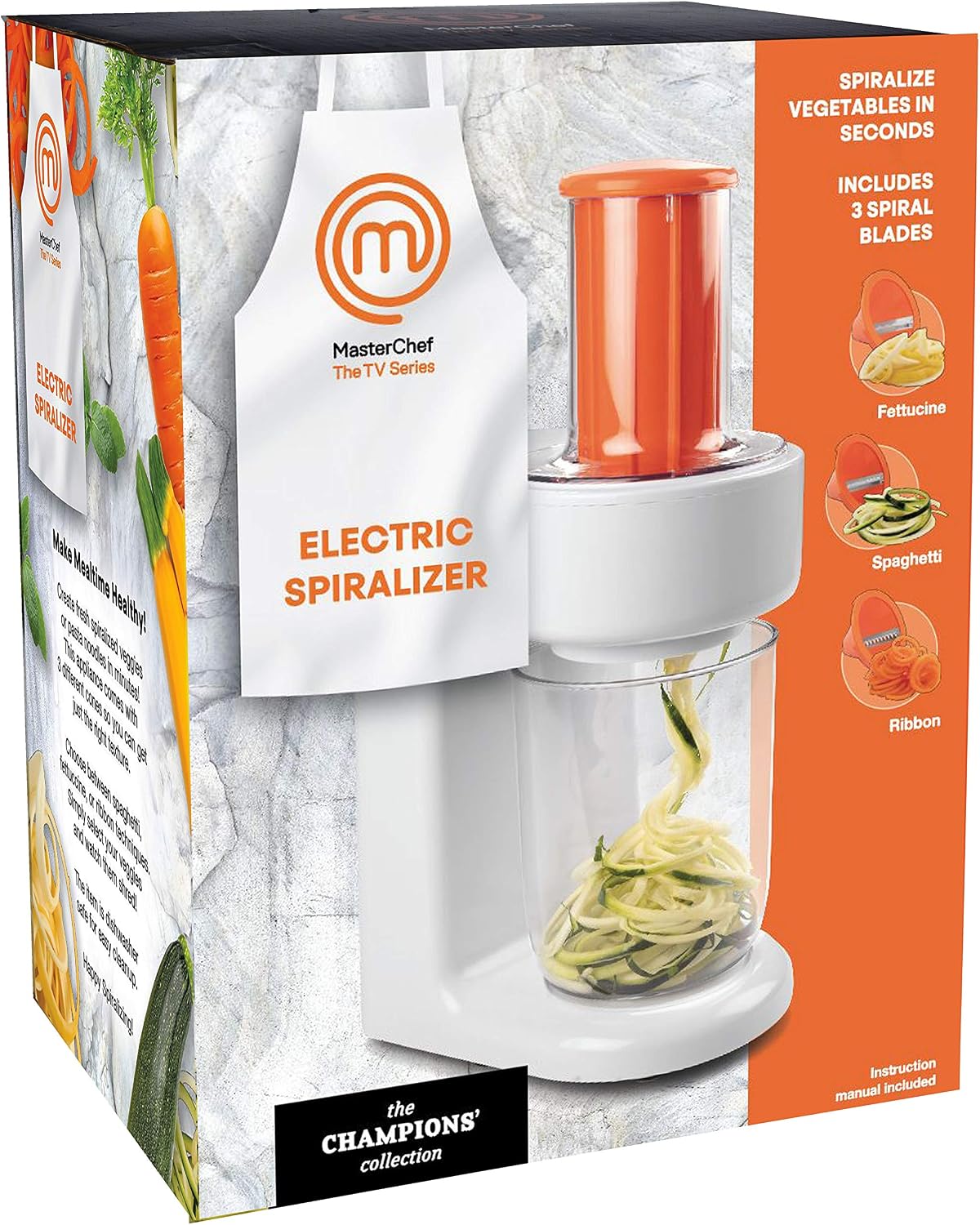 Electric Spiralizer- 3in1 Vegetable Noodle, Homemade Pasta Maker | Low Carb, Keto, Vegan, Gluten Free- Zoodle Zucchini Veggie Slicer & XL Hopper, FREE Recipes- Quick Healthy Meal Prep Gift