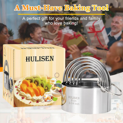 Biscuit Cutter Set 5-Pc, Stainless Steel Cookie Cutters with Handle | Dishwasher Safe, Etched inch/cm Markings, Gift-Ready Package, Ergonomic Arched Grip, Professional Baking Tools