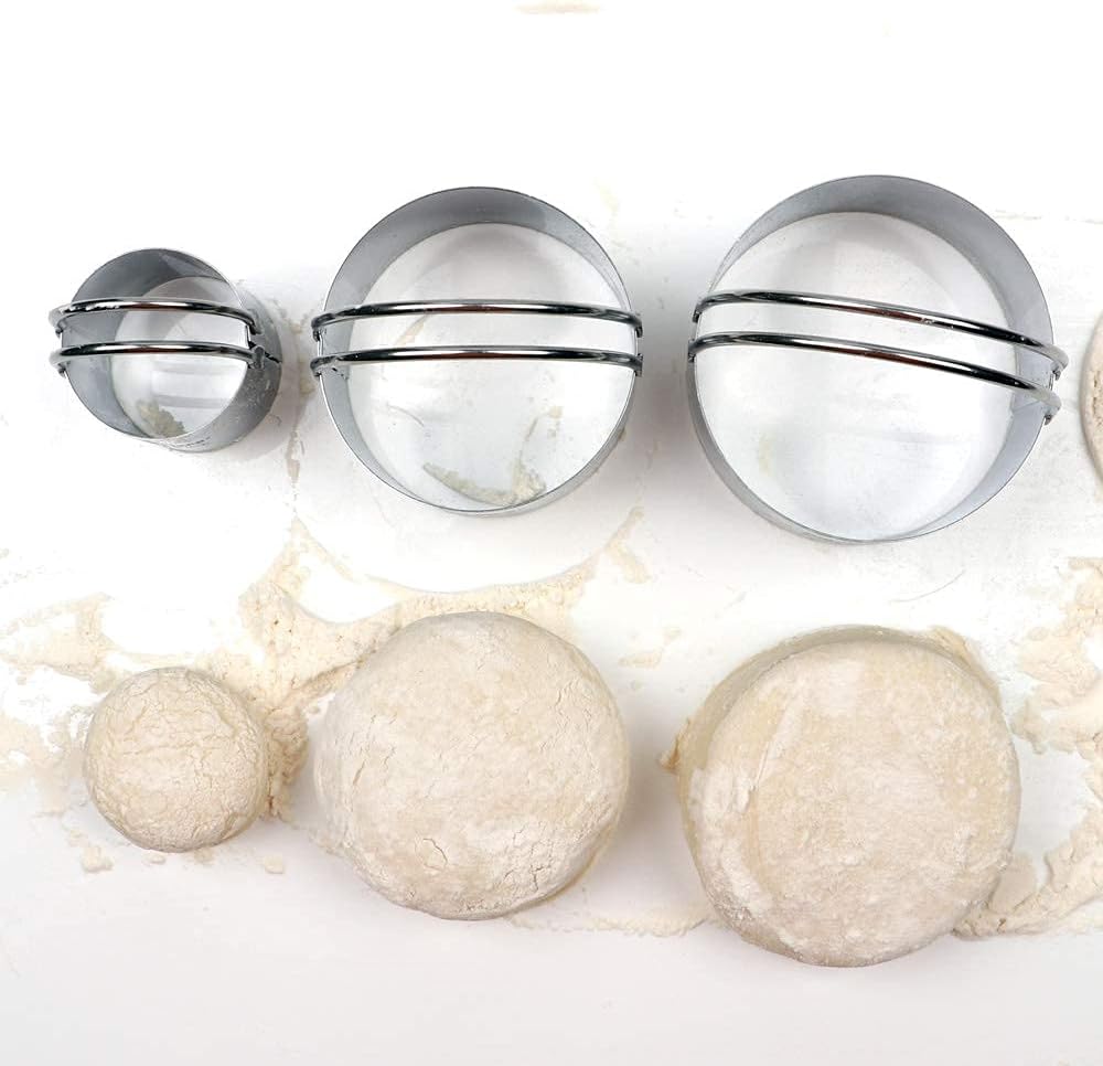 Biscuit Cutter Set 5-Pc, Stainless Steel Cookie Cutters with Handle | Dishwasher Safe, Etched inch/cm Markings, Gift-Ready Package, Ergonomic Arched Grip, Professional Baking Tools