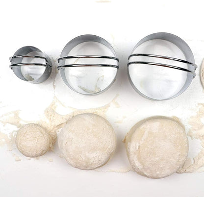Biscuit Cutter Set 5-Pc, Stainless Steel Cookie Cutters with Handle | Dishwasher Safe, Etched inch/cm Markings, Gift-Ready Package, Ergonomic Arched Grip, Professional Baking Tools