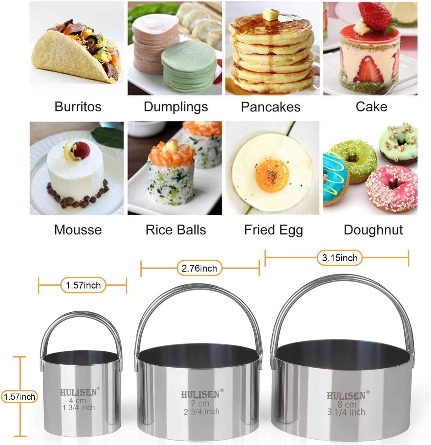 Biscuit Cutter Set 5-Pc, Stainless Steel Cookie Cutters with Handle | Dishwasher Safe, Etched inch/cm Markings, Gift-Ready Package, Ergonomic Arched Grip, Professional Baking Tools