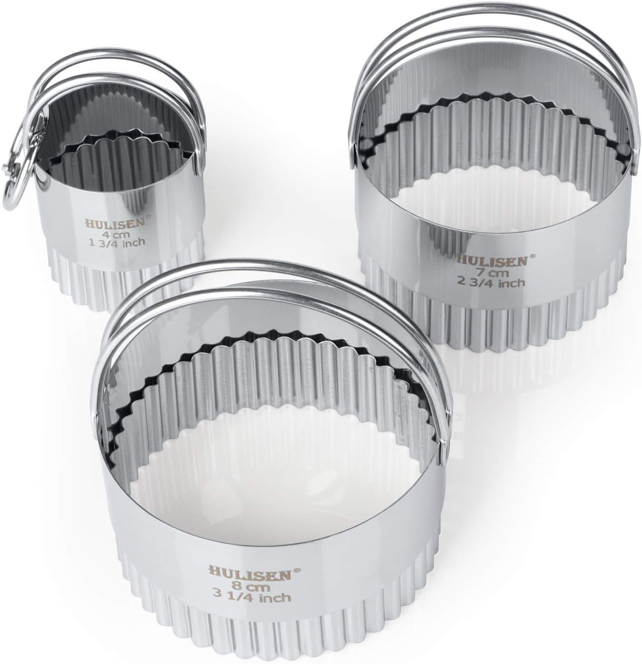Biscuit Cutter Set 5-Pc, Stainless Steel Cookie Cutters with Handle | Dishwasher Safe, Etched inch/cm Markings, Gift-Ready Package, Ergonomic Arched Grip, Professional Baking Tools