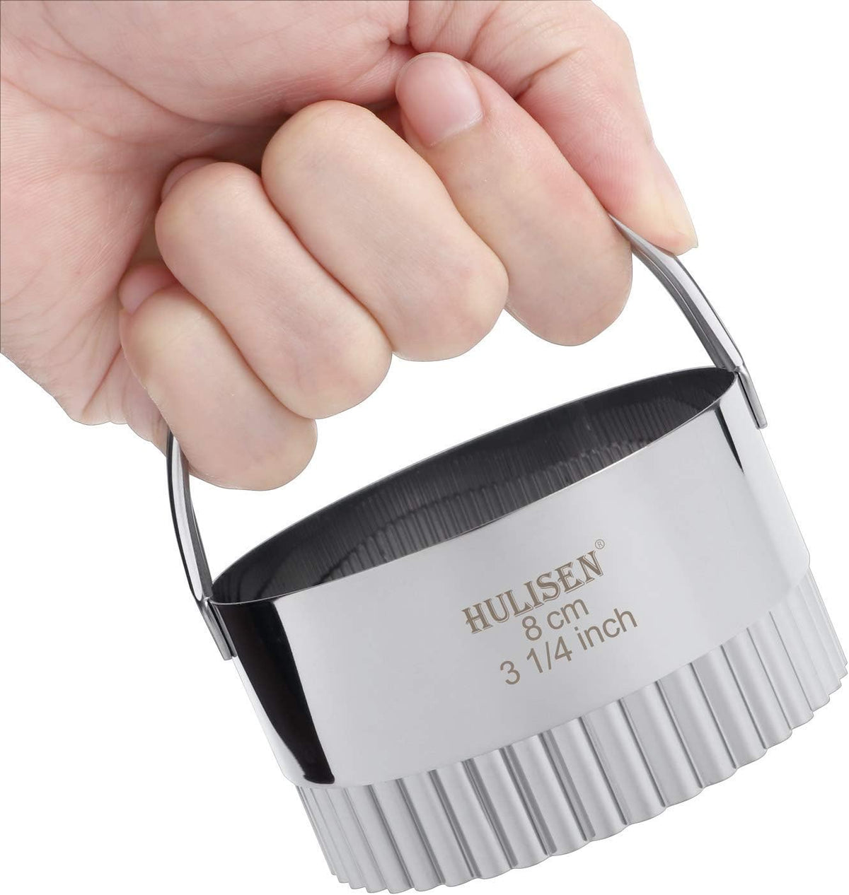 Biscuit Cutter Set 5-Pc, Stainless Steel Cookie Cutters with Handle | Dishwasher Safe, Etched inch/cm Markings, Gift-Ready Package, Ergonomic Arched Grip, Professional Baking Tools
