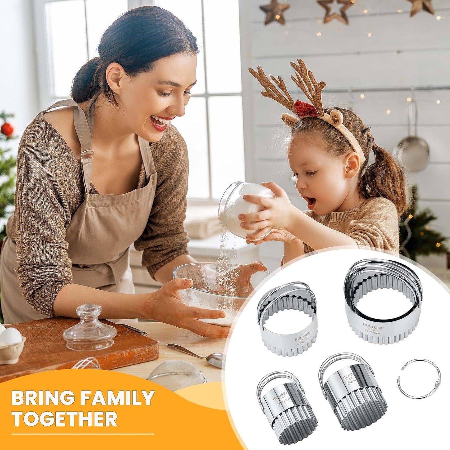 Biscuit Cutter Set 5-Pc, Stainless Steel Cookie Cutters with Handle | Dishwasher Safe, Etched inch/cm Markings, Gift-Ready Package, Ergonomic Arched Grip, Professional Baking Tools