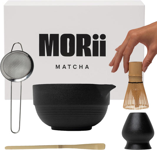Matcha Whisk Set, 5 Pcs Matcha Kit with 15 OZ Bowl & Bamboo Whisk, Tea Gift | Matcha Set Kit Includes Ceramic Matcha Bowl, Bamboo Whisk, Holder, Sifter & Scoop, Tea Gift, Christmas, Birthday, Halloween