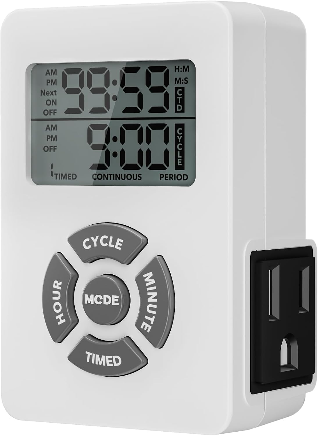 7-Day Heavy Duty Digital Timer with Dual Outlet, LCD Display, 3-Prong Programmable Design, for Lights, Fans, Coffee Machine, Home, Kitchen, Office, Indoor Use, 125V 15A 1875W