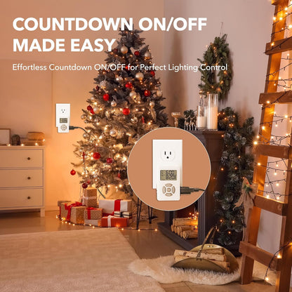 7-Day Heavy Duty Digital Timer with Dual Outlet, LCD Display, 3-Prong Programmable Design, for Lights, Fans, Coffee Machine, Home, Kitchen, Office, Indoor Use, 125V 15A 1875W