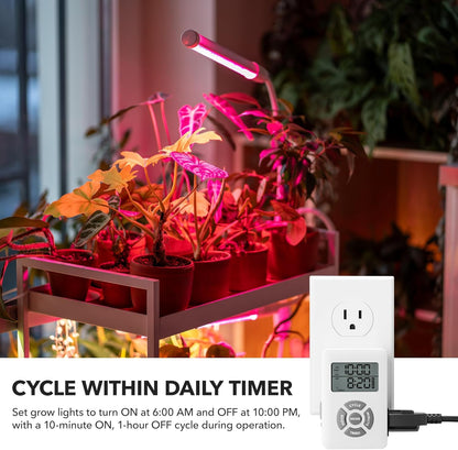 7-Day Heavy Duty Digital Timer with Dual Outlet, LCD Display, 3-Prong Programmable Design, for Lights, Fans, Coffee Machine, Home, Kitchen, Office, Indoor Use, 125V 15A 1875W