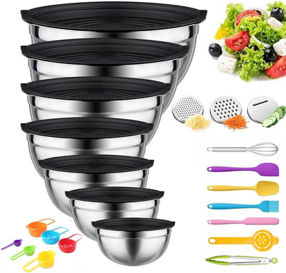Mixing Bowls with Lids Set(Colorful-7 Sizes)