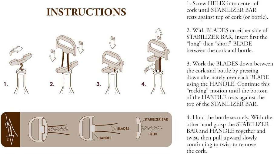® Two Part Wine Cork Removal Device | Removes Older Corks, Removes Fragile Corks, Extracts Corks Whole and Intact