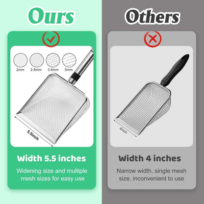 2 Pcs Wider Gardening Soil Sifter-5.5" W Garden Sieve Sifter with Handle (3.8/5 mm Mesh)-Portable Gardening Sifter for Gradening Sand Soil Dirt Compost