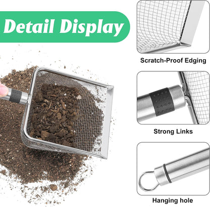 2 Pcs Wider Gardening Soil Sifter-5.5" W Garden Sieve Sifter with Handle (3.8/5 mm Mesh)-Portable Gardening Sifter for Gradening Sand Soil Dirt Compost