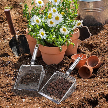 2 Pcs Wider Gardening Soil Sifter-5.5" W Garden Sieve Sifter with Handle (3.8/5 mm Mesh)-Portable Gardening Sifter for Gradening Sand Soil Dirt Compost