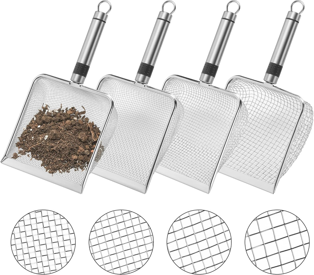 2 Pcs Wider Gardening Soil Sifter-5.5" W Garden Sieve Sifter with Handle (3.8/5 mm Mesh)-Portable Gardening Sifter for Gradening Sand Soil Dirt Compost
