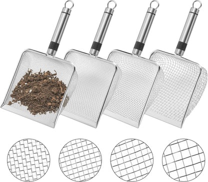 2 Pcs Wider Gardening Soil Sifter-5.5" W Garden Sieve Sifter with Handle (3.8/5 mm Mesh)-Portable Gardening Sifter for Gradening Sand Soil Dirt Compost