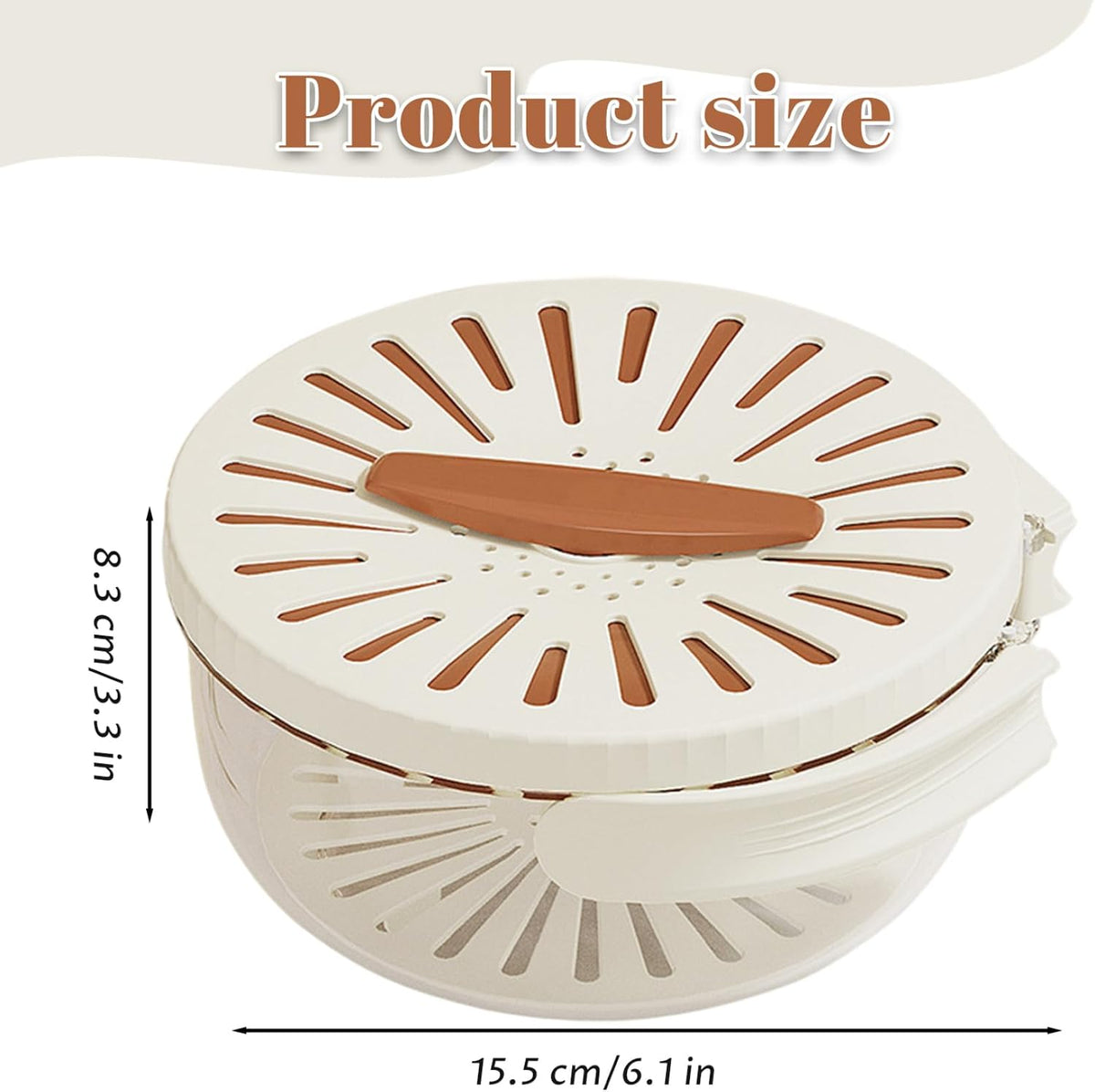 Fruit Washing Bowl with Strainer Double Layer Fruit Washing Bowl with Lid Kitchen Strainer Container for Produce Fridge Picnic (Brown)