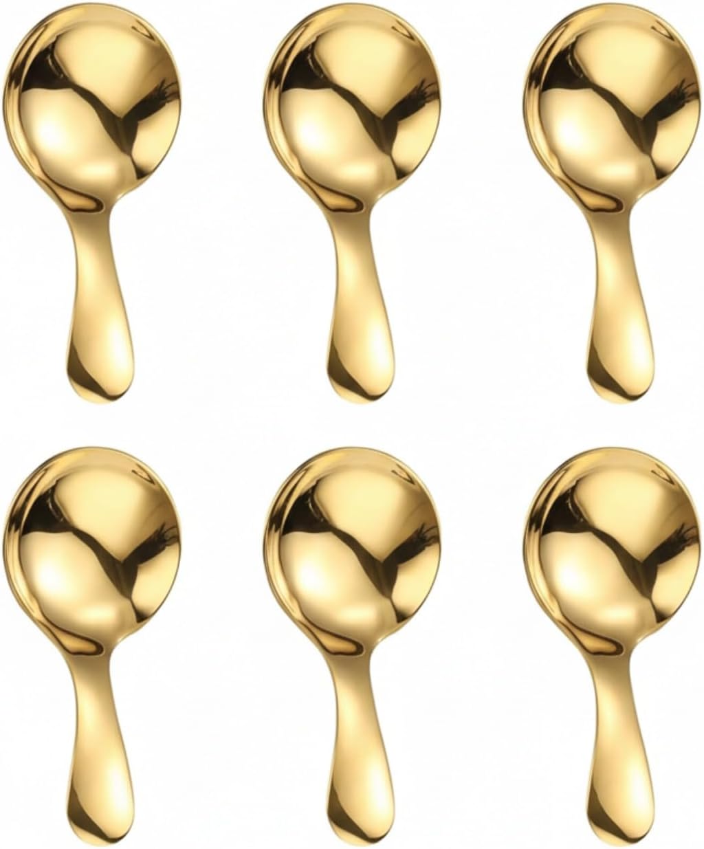6-Piece Small Stainless Steel Spice Spoons - Canister Scoops for Condiments, Honey, Coffee, Tea, Salt, Jam, Mustard & Ice Cream