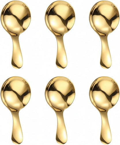 6-Piece Small Stainless Steel Spice Spoons - Canister Scoops for Condiments, Honey, Coffee, Tea, Salt, Jam, Mustard & Ice Cream