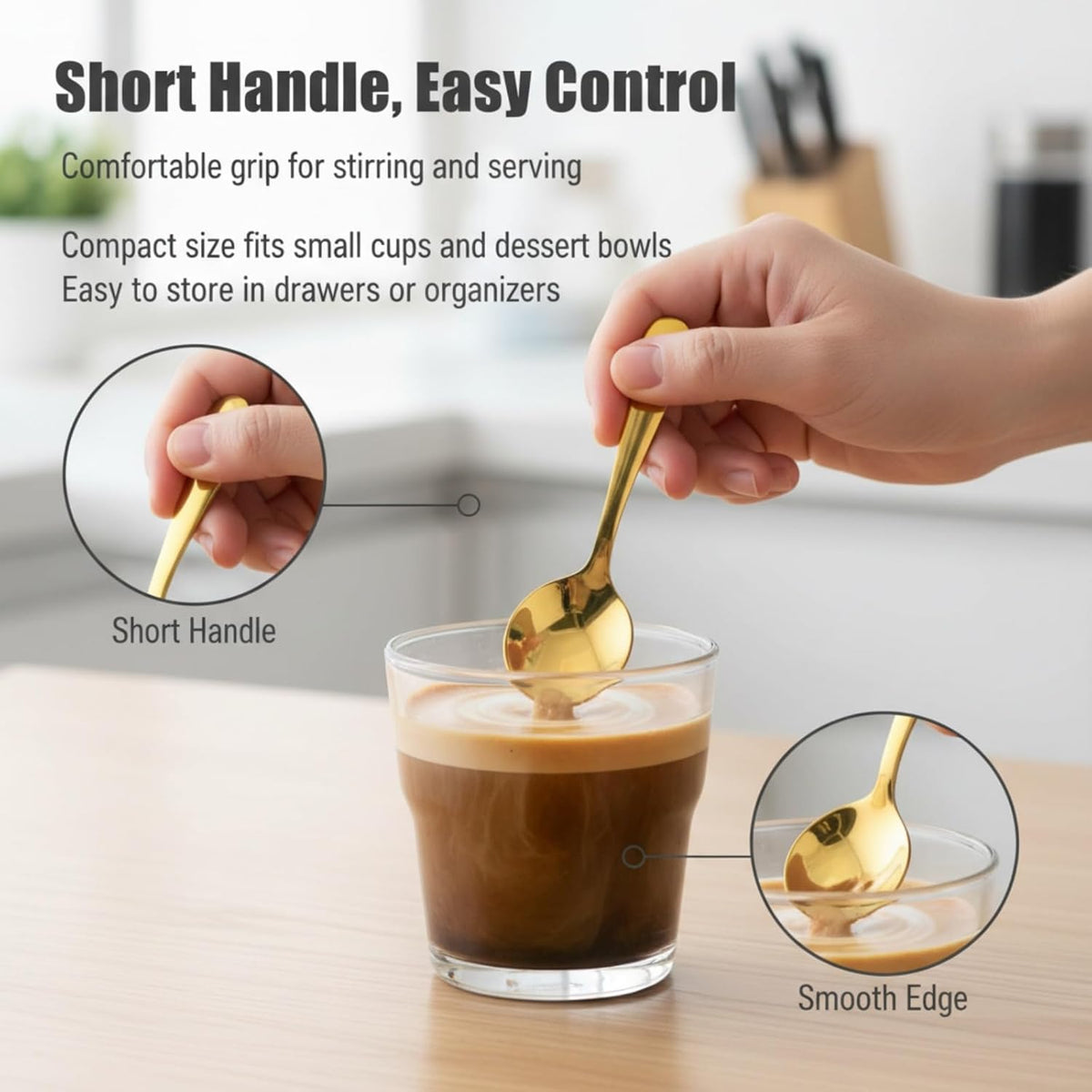 6-Piece Small Stainless Steel Spice Spoons - Canister Scoops for Condiments, Honey, Coffee, Tea, Salt, Jam, Mustard & Ice Cream