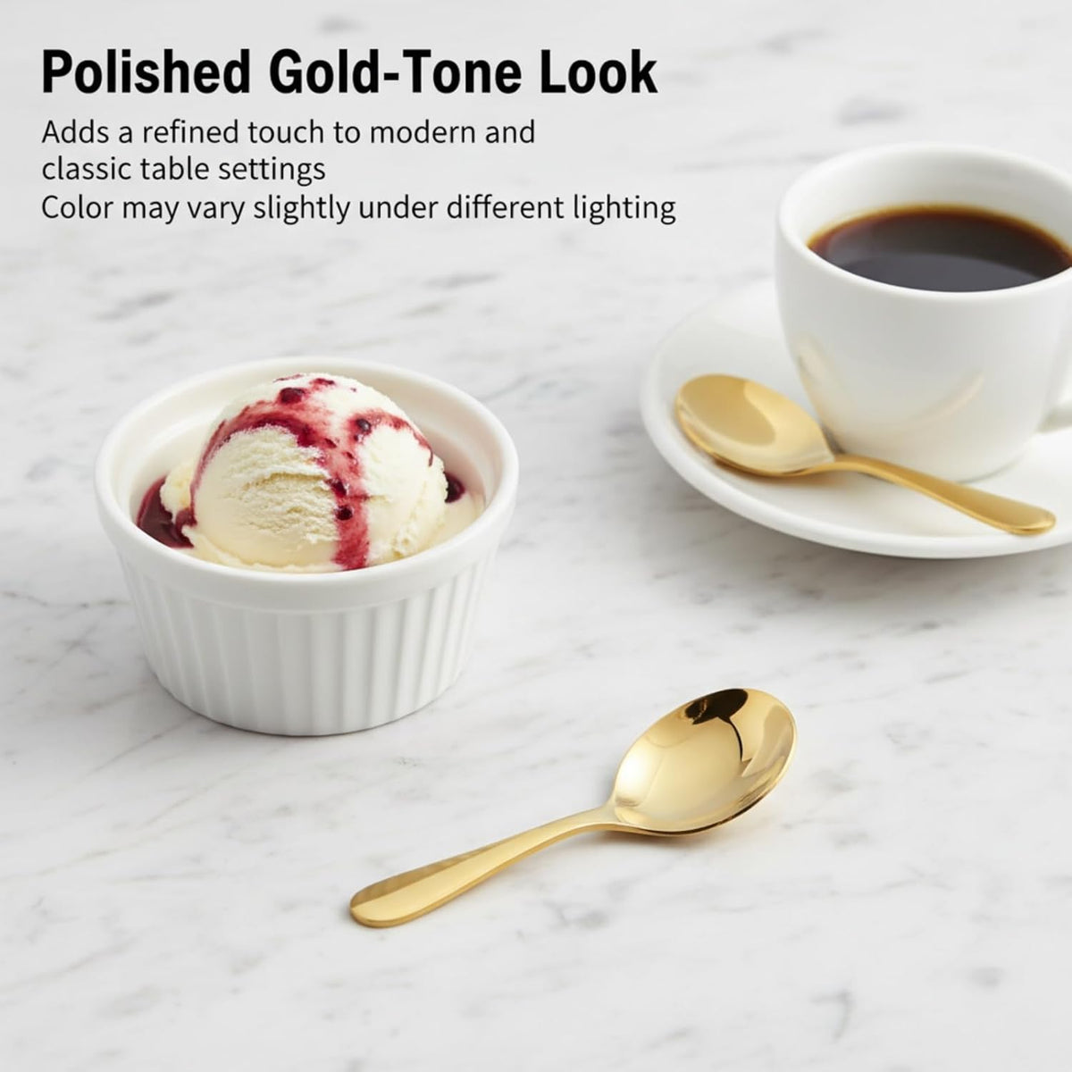 6-Piece Small Stainless Steel Spice Spoons - Canister Scoops for Condiments, Honey, Coffee, Tea, Salt, Jam, Mustard & Ice Cream