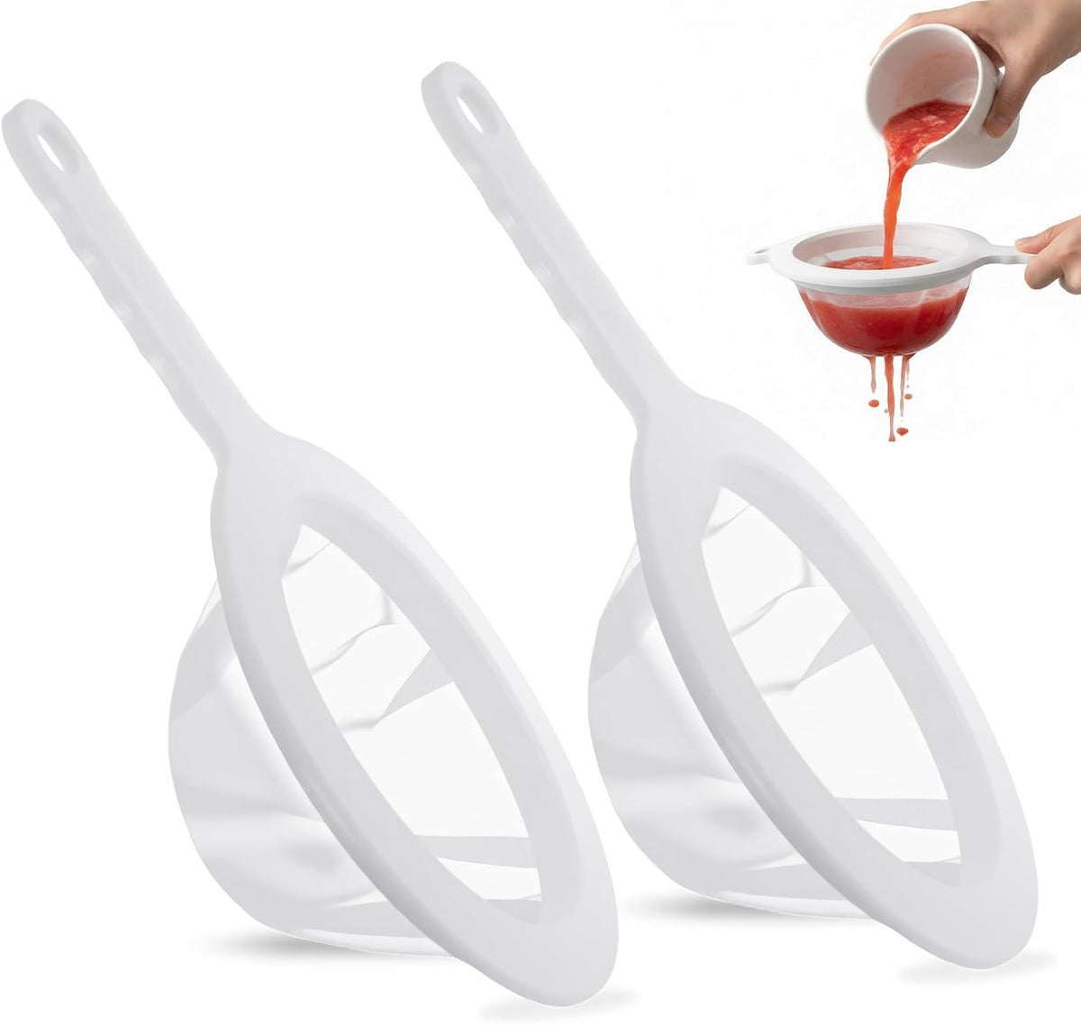 2PCS Extra Fine Mesh Strainer 120/200 Mesh Nylon