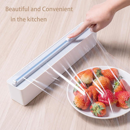 Aluminum Foil & Plastic Wrap Dispenser with Cutter - Refillable, BPA Free Cling Film Included