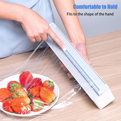 Aluminum Foil & Plastic Wrap Dispenser with Cutter - Refillable, BPA Free Cling Film Included