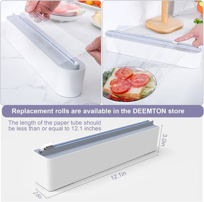 Aluminum Foil & Plastic Wrap Dispenser with Cutter - Refillable, BPA Free Cling Film Included