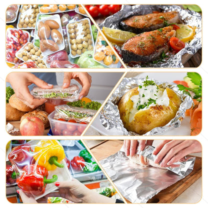 Aluminum Foil & Plastic Wrap Dispenser with Cutter - Refillable, BPA Free Cling Film Included