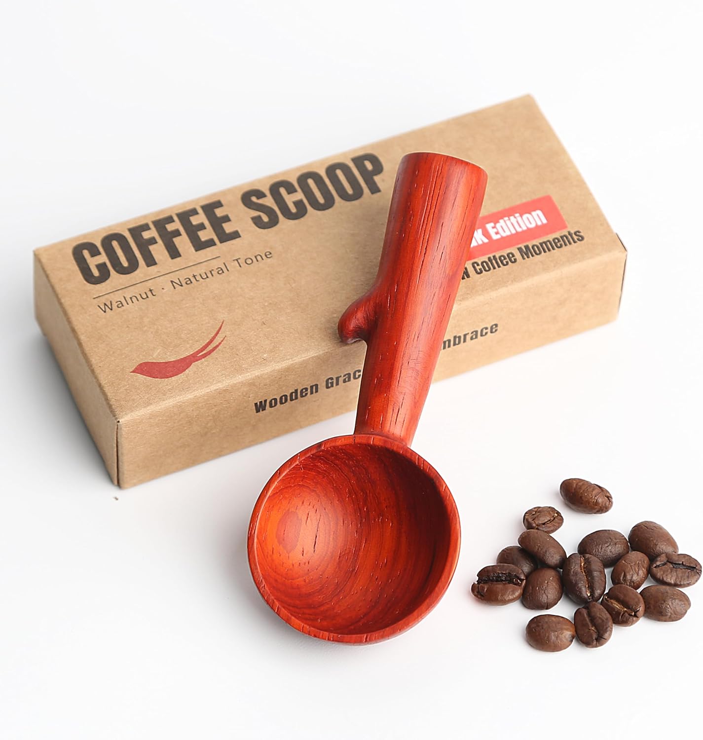 Walnut Coffee Scoop,Wooden Coffee Bean Measuring Spoon,5g Capacity,Natural Wood Coffee Scoop for Tea,Sugar & Powder,Rustic Kitchen Gift for Coffee Lovers