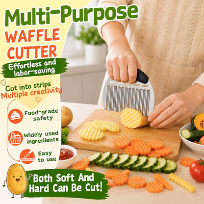 Large Crinkle Cutter French Fry Cutter, Stainless Steel Wavy Slicer