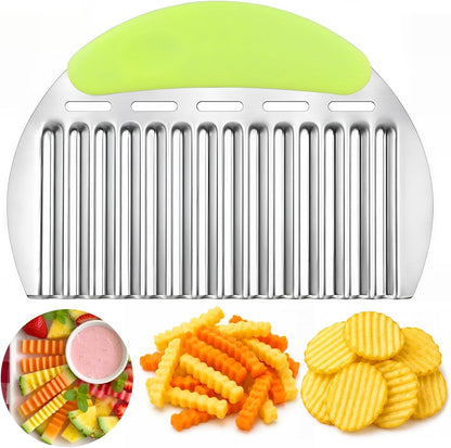 Large Crinkle Cutter French Fry Cutter, Stainless Steel Wavy Slicer