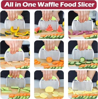 Large Crinkle Cutter French Fry Cutter, Stainless Steel Wavy Slicer