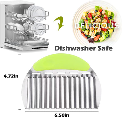 Large Crinkle Cutter French Fry Cutter, Stainless Steel Wavy Slicer