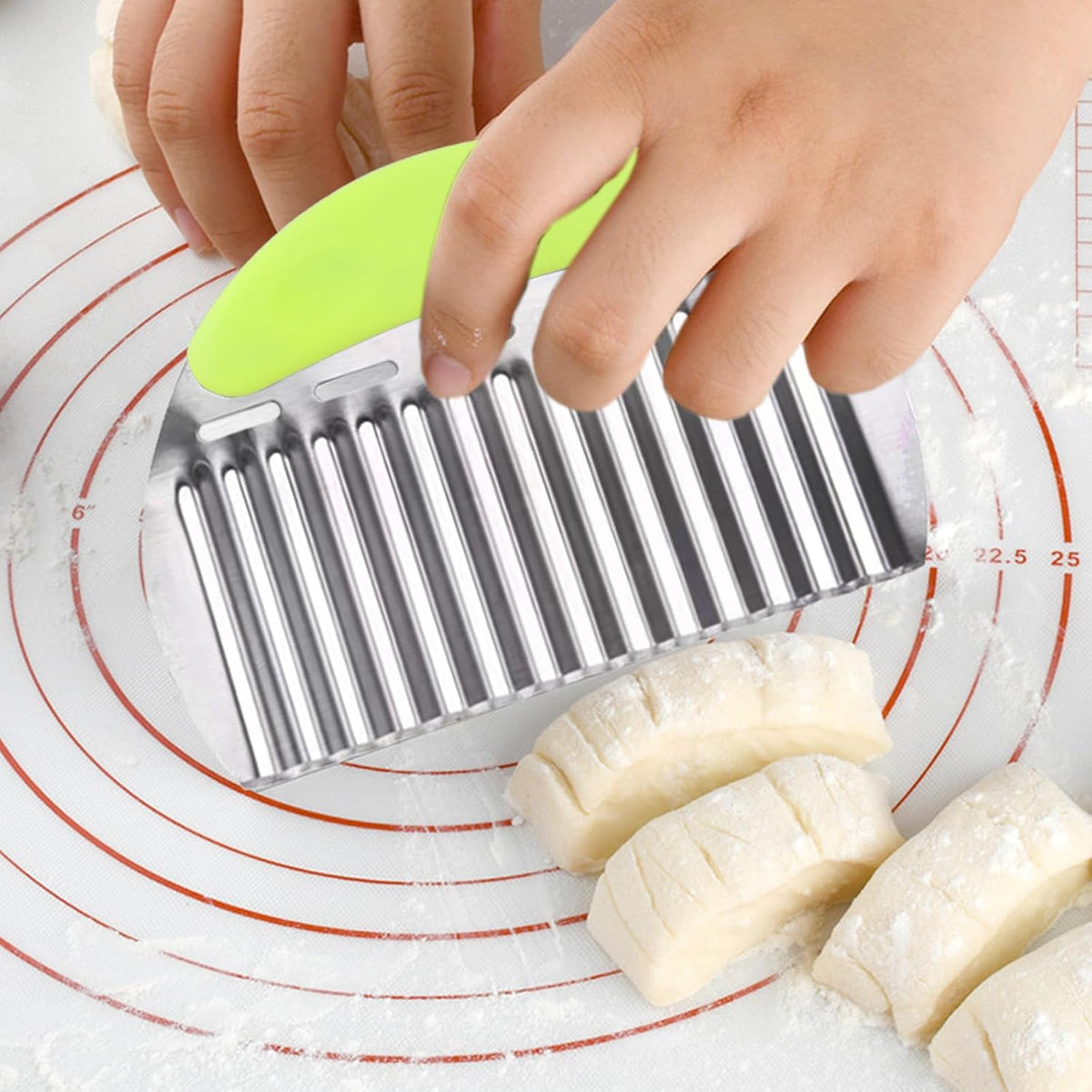Large Crinkle Cutter French Fry Cutter, Stainless Steel Wavy Slicer