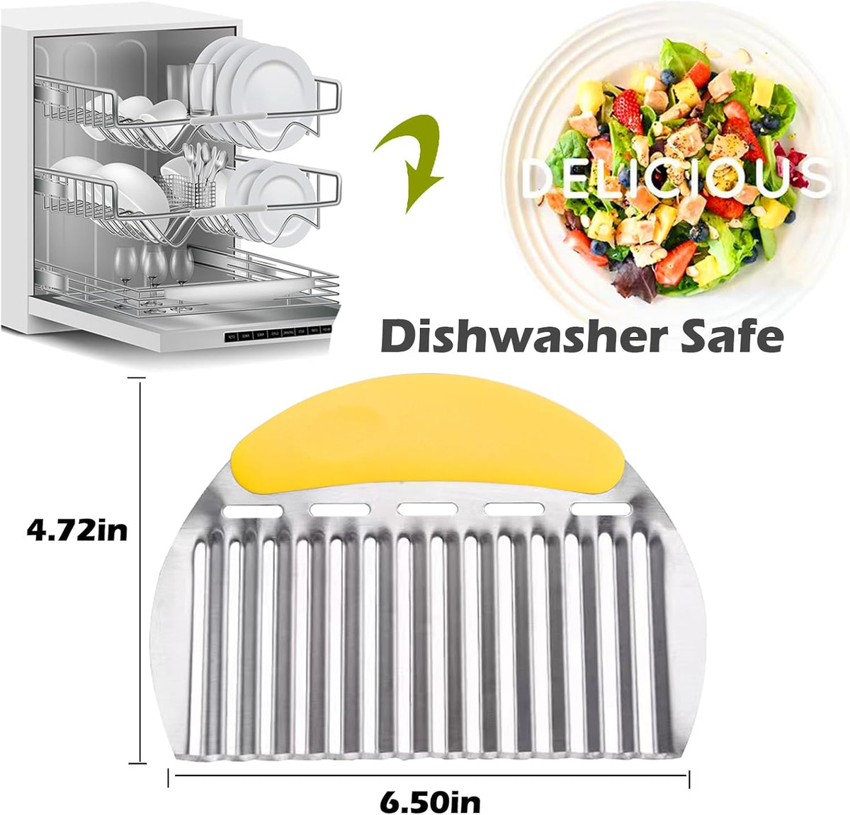 Large Crinkle Cutter French Fry Cutter, Stainless Steel Wavy Slicer